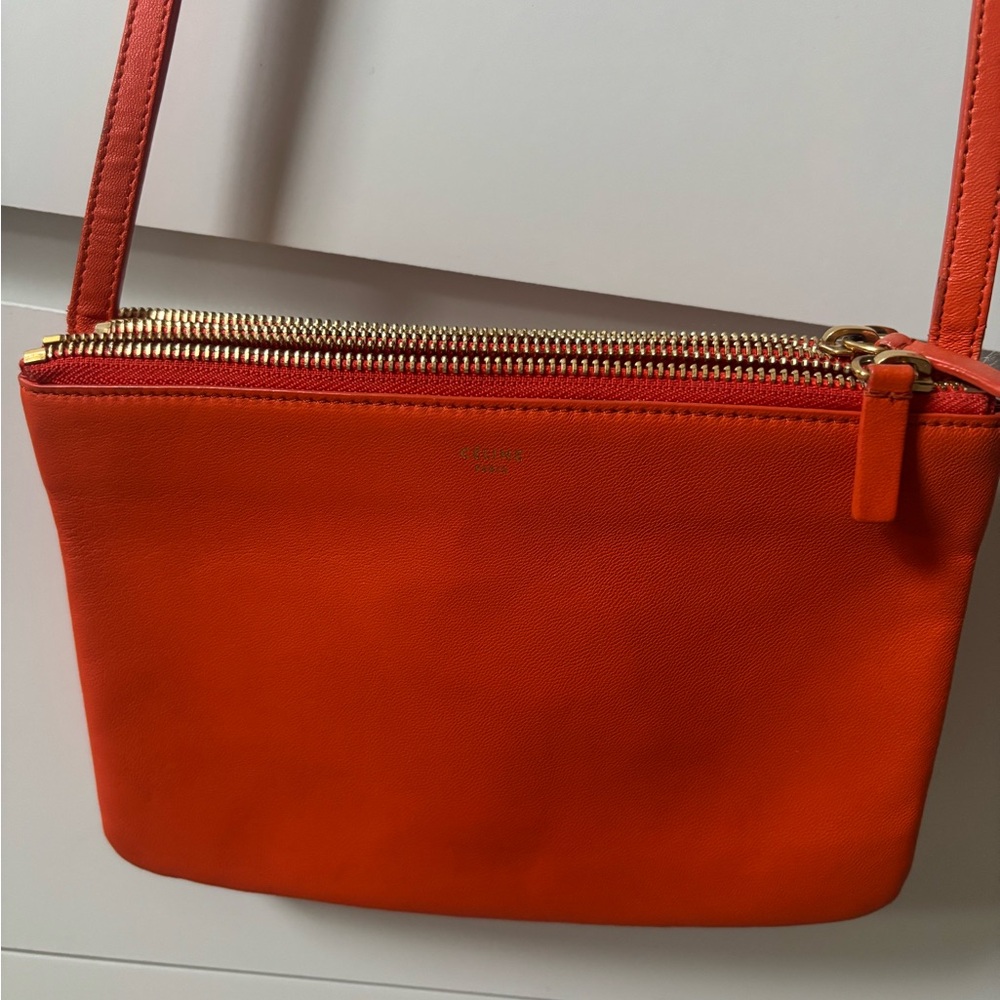 Orange Celine Trio Crossbody Bag